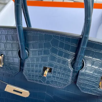 BIRKIN 35 MATTE NILOTICUS CROCODILE LEATHER VERT ROUSSEAU WITH GOLD HARDWARE (GHW) - 7