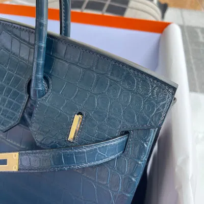 BIRKIN 35 MATTE NILOTICUS CROCODILE LEATHER VERT ROUSSEAU WITH GOLD HARDWARE (GHW) - 8