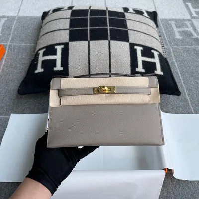 KELLY POCHETTE EPSOM LEATHER GRIS ASPHALTE WITH GOLD HARDWARE (GHW) - 2