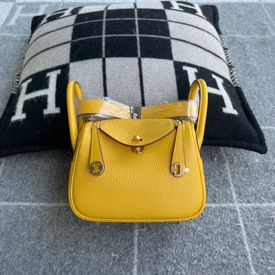 MINI LINDY 20 CLEMENCE LEATHER JAUNE AMBRE WITH GOLD HARDWARE (GHW) - 1