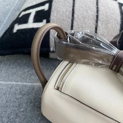 MINI LINDY 20 SWIFT LEATHER HORSESHOE STAMP (HSS) BI-COLOR NATA & GRIS WITH GOLD HARDWARE (GHW) - 4