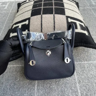 MINI LINDY 20 CLEMENCE LEATHER BLEU NUIT WITH PALLADIUM HARDWARE (PHW)