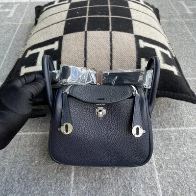 MINI LINDY 20 CLEMENCE LEATHER BLEU NUIT WITH PALLADIUM HARDWARE (PHW)