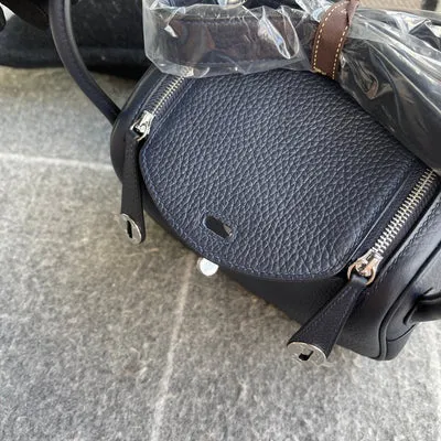 MINI LINDY 20 CLEMENCE LEATHER BLEU NUIT WITH PALLADIUM HARDWARE (PHW) - 4