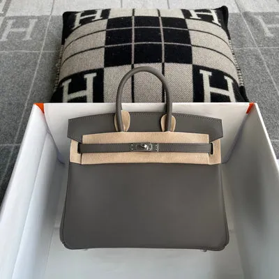 BIRKIN 25 SWIFT LEATHER ETAIN WITH PALLADIUM HARDWARE (PHW) - 1