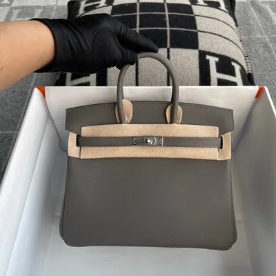 BIRKIN 25 SWIFT LEATHER ETAIN WITH PALLADIUM HARDWARE (PHW) - 2