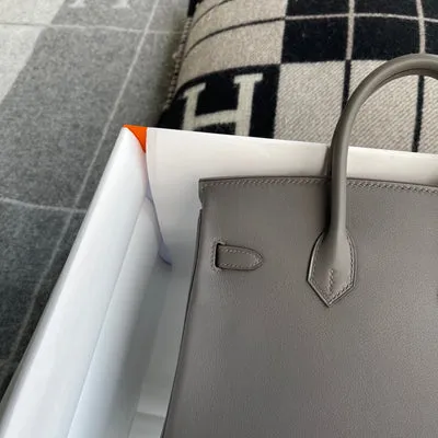 BIRKIN 25 SWIFT LEATHER ETAIN WITH PALLADIUM HARDWARE (PHW) - 8