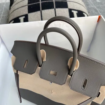 BIRKIN 25 SWIFT LEATHER ETAIN WITH PALLADIUM HARDWARE (PHW) - 5