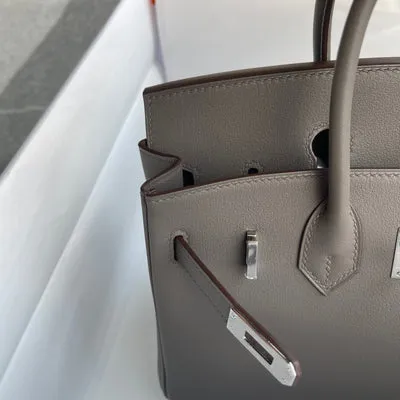 BIRKIN 25 SWIFT LEATHER ETAIN WITH PALLADIUM HARDWARE (PHW) - 6