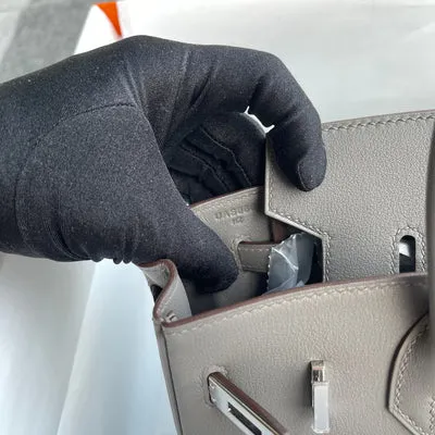 BIRKIN 25 SWIFT LEATHER ETAIN WITH PALLADIUM HARDWARE (PHW) - 4