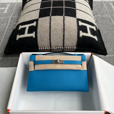 KELLY POCHETTE EPSOM LEATHER BLEU HYDRA WITH PALLADIUM HARDWARE (PHW) - 1