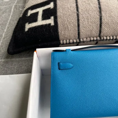 KELLY POCHETTE EPSOM LEATHER BLEU HYDRA WITH PALLADIUM HARDWARE (PHW) - 6