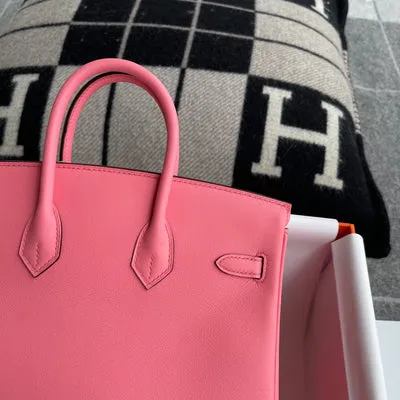 BIRKIN 25 SWIFT LEATHER ROSE D'ETE WITH ROSE GOLD HARDWARE (RGHW) - 6