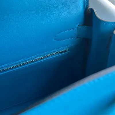 KELLY 28 SWIFT LEATHER BLEU ZANZIBAR WITH PALLADIUM HARDWARE (PHW) - 5