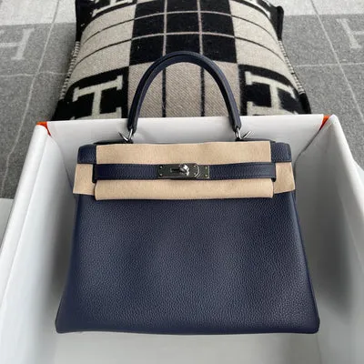 KELLY 28 TOGO LEATHER BLEU NUIT WITH PALLADIUM HARDWARE (PHW) - 1