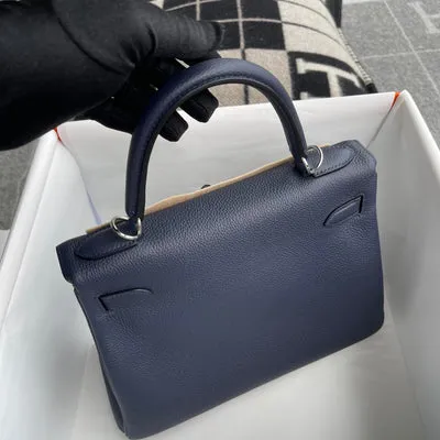 KELLY 28 TOGO LEATHER BLEU NUIT WITH PALLADIUM HARDWARE (PHW) - 3