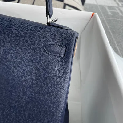 KELLY 28 TOGO LEATHER BLEU NUIT WITH PALLADIUM HARDWARE (PHW) - 4