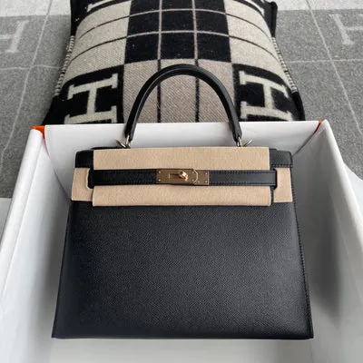 KELLY 28 EPSOM LEATHER NOIR (BLACK) WITH ROSE GOLD HARDWARE (RGHW) - 1