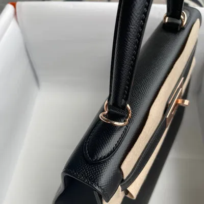 KELLY 28 EPSOM LEATHER NOIR (BLACK) WITH ROSE GOLD HARDWARE (RGHW) - 7