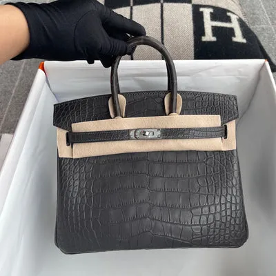 BIRKIN 25 MATTE MISSISSIPPIENSIS ALLIGATOR LEATHER GRAPHITE WITH PALLADIUM HARDWARE (PHW) - 3