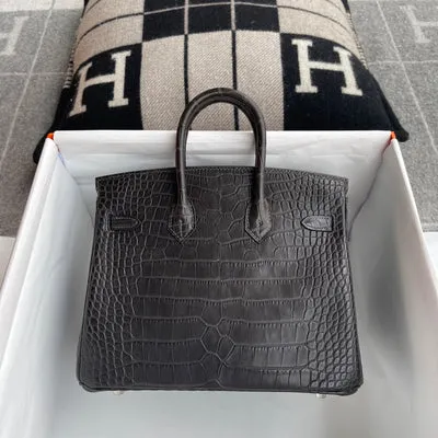 BIRKIN 25 MATTE MISSISSIPPIENSIS ALLIGATOR LEATHER GRAPHITE WITH PALLADIUM HARDWARE (PHW) - 2