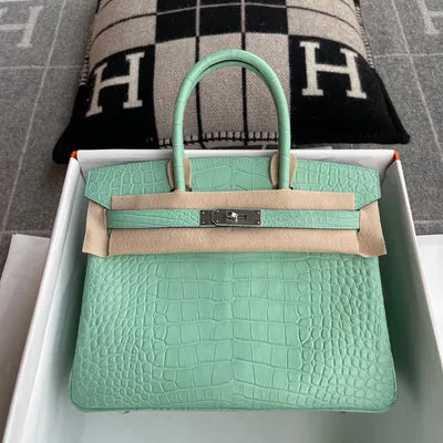 BIRKIN 30 MATTE MISSISSIPPIENSIS ALLIGATOR LEATHER VERT D'EAU WITH PALLADIUM HARDWARE (PHW) - 1
