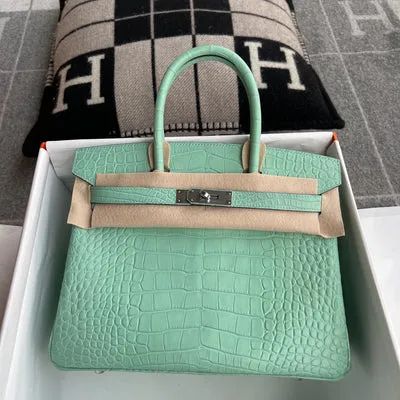 BIRKIN 30 MATTE MISSISSIPPIENSIS ALLIGATOR LEATHER VERT D'EAU WITH PALLADIUM HARDWARE (PHW) - 3