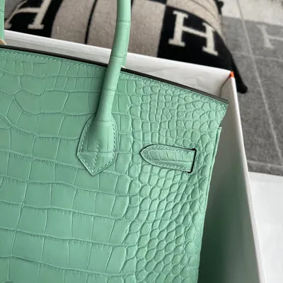 BIRKIN 30 MATTE MISSISSIPPIENSIS ALLIGATOR LEATHER VERT D'EAU WITH PALLADIUM HARDWARE (PHW) - 7