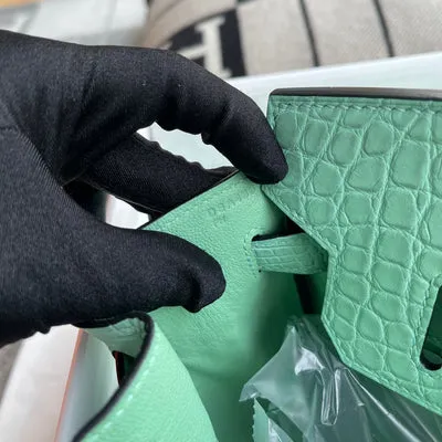 BIRKIN 30 MATTE MISSISSIPPIENSIS ALLIGATOR LEATHER VERT D'EAU WITH PALLADIUM HARDWARE (PHW) - 6