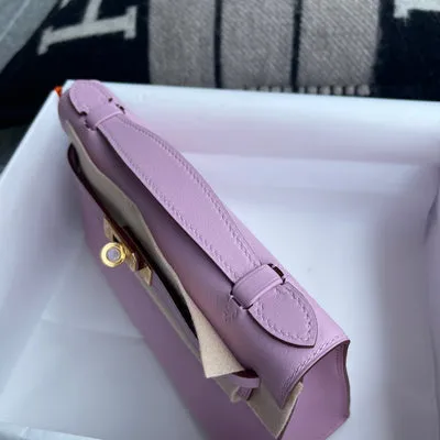 KELLY POCHETTE SWIFT LEATHER MAUVE SYLVESTRE WITH GOLD HARDWARE (GHW) - 4