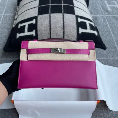 KELLY POCHETTE SWIFT LEATHER ROSE POURPRE WITH PALLADIUM HARDWARE (PHW) - 1