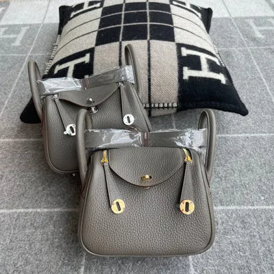 MINI LINDY 20 CLEMENCE LEATHER GRIS ASPHALTE WITH GOLD HARDWARE (GHW) - 3