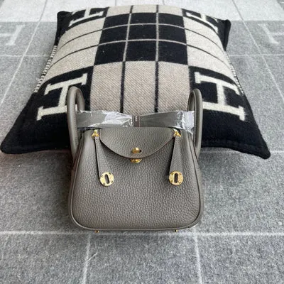 MINI LINDY 20 CLEMENCE LEATHER GRIS ASPHALTE WITH GOLD HARDWARE (GHW)