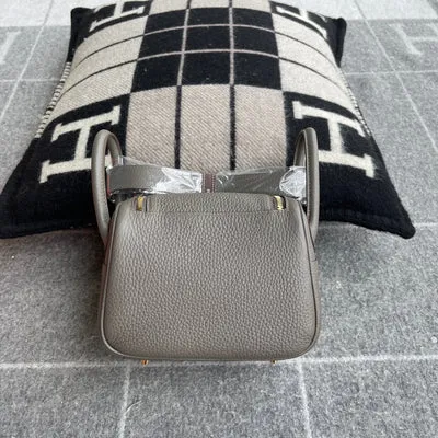MINI LINDY 20 CLEMENCE LEATHER GRIS ASPHALTE WITH GOLD HARDWARE (GHW) - 4