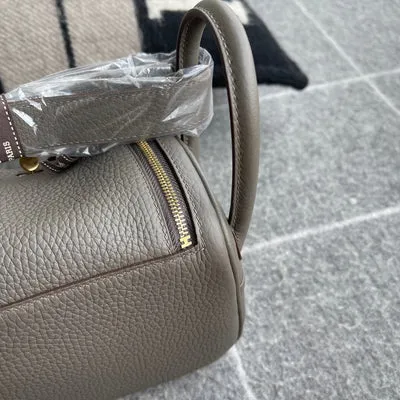 MINI LINDY 20 CLEMENCE LEATHER GRIS ASPHALTE WITH GOLD HARDWARE (GHW) - 8