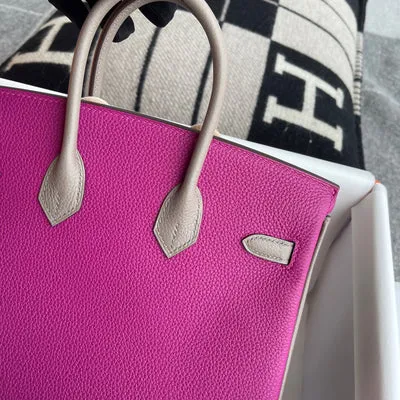 BIRKIN 25 TOGO LEATHER HORSESHOE STAMP (HSS) BI-COLOR ROSE PORPRE & GRIS ASPHALTE WITH PALLADIUM HARDWARE (PHW) - 5