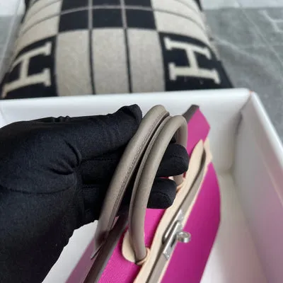 BIRKIN 25 TOGO LEATHER HORSESHOE STAMP (HSS) BI-COLOR ROSE PORPRE & GRIS ASPHALTE WITH PALLADIUM HARDWARE (PHW) - 7