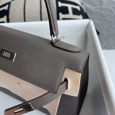 KELLY 28 EPSOM LEATHER ETAIN WITH PALLADIUM HARDWARE (PHW) - 4