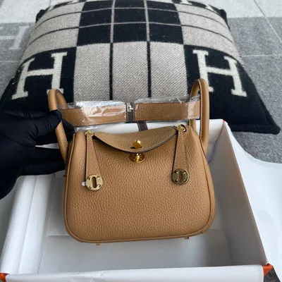 MINI LINDY 20 CLEMENCE LEATHER CHAI WITH GOLD HARDWARE (GHW)