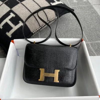 CONSTANCE 18 (MINI) LIZARD LEATHER NOIR (BLACK) WITH GOLD HARDWARE (GHW) - 3