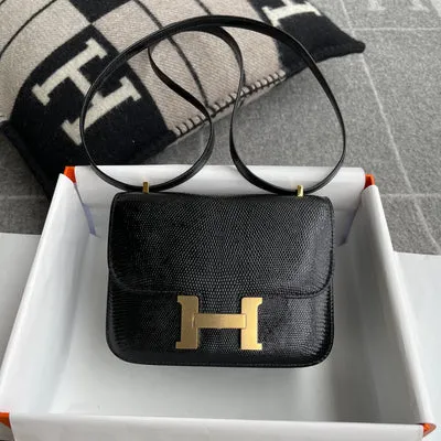 CONSTANCE 18 (MINI) LIZARD LEATHER NOIR (BLACK) WITH GOLD HARDWARE (GHW) - 1