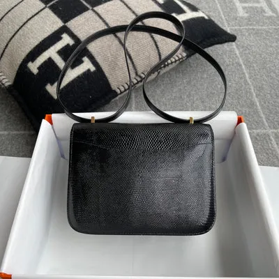 CONSTANCE 18 (MINI) LIZARD LEATHER NOIR (BLACK) WITH GOLD HARDWARE (GHW) - 2