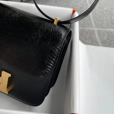 CONSTANCE 18 (MINI) LIZARD LEATHER NOIR (BLACK) WITH GOLD HARDWARE (GHW) - 6
