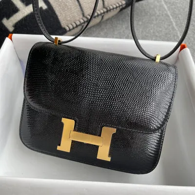CONSTANCE 18 (MINI) LIZARD LEATHER NOIR (BLACK) WITH GOLD HARDWARE (GHW) - 5