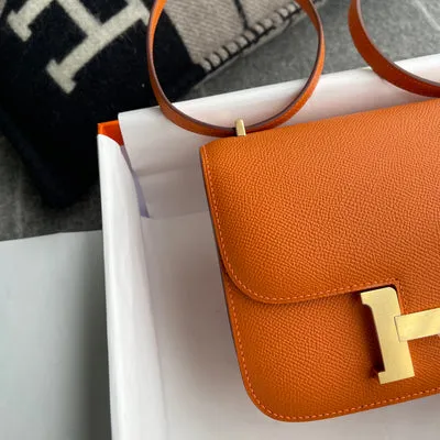 CONSTANCE 18 (MINI) EPSOM LEATHER ORANGE WITH GOLD HARDWARE (GHW) - 4