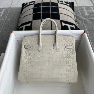 BIRKIN 25 MATTE MISSISSIPPIENSIS ALLIGATOR LEATHER BETON WITH GOLD HARDWARE (GHW) - 2