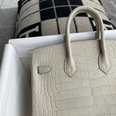 BIRKIN 25 MATTE MISSISSIPPIENSIS ALLIGATOR LEATHER BETON WITH GOLD HARDWARE (GHW) - 5
