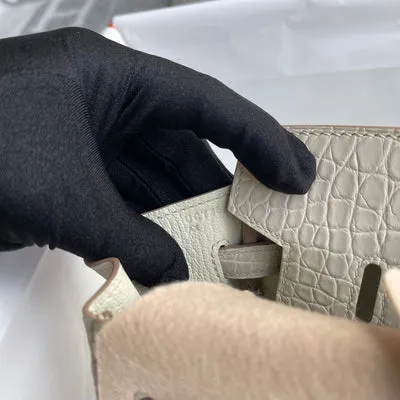 BIRKIN 25 MATTE MISSISSIPPIENSIS ALLIGATOR LEATHER BETON WITH GOLD HARDWARE (GHW) - 7