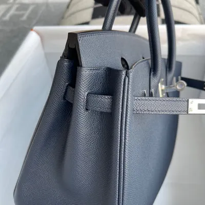 BIRKIN 25 EPSOM LEATHER BLEU NUIT WITH PALLADIUM HARDWARE (PHW) - 4