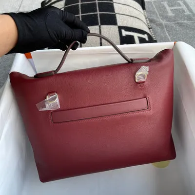 24/24 (29) TOGO & SWIFT LEATHER ROUGE H & BORDEAUX WITH GOLD HARDWARE (GHW) - 3